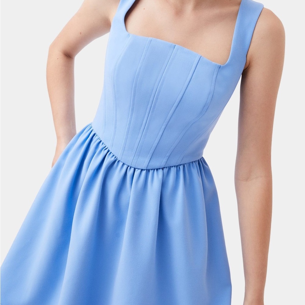 French Connection Whisper Scoop Neck Corset Dress - size 6- color Dusted Blue